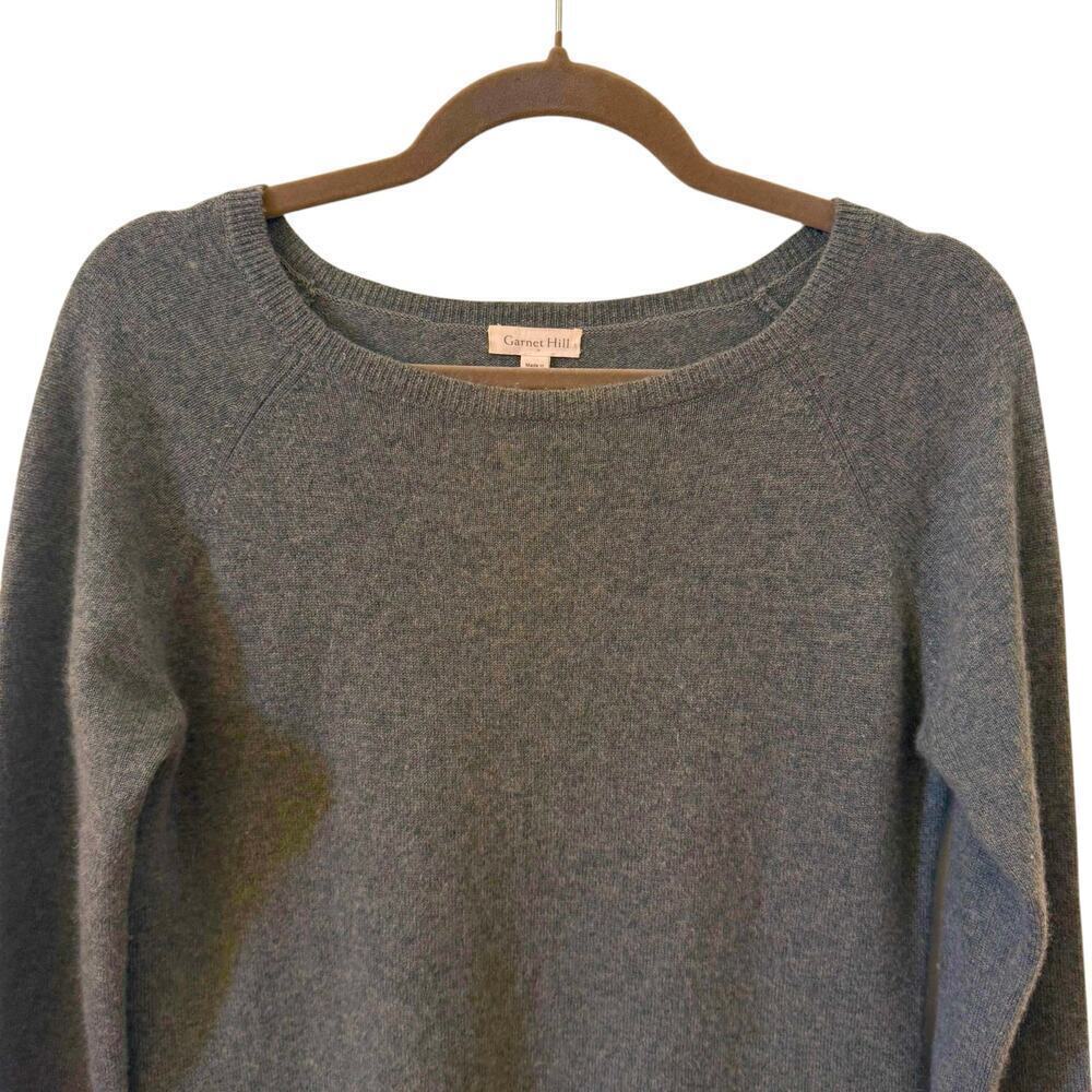 Garnet Hill Shirttail 100% Cashmere Tunic Style Sweater Green Size S - Picture 3 of 10